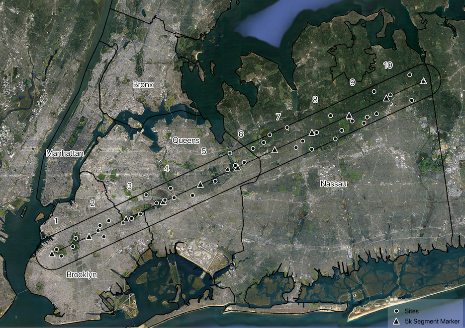 Satellite Image Map of New York City UWIN Transect